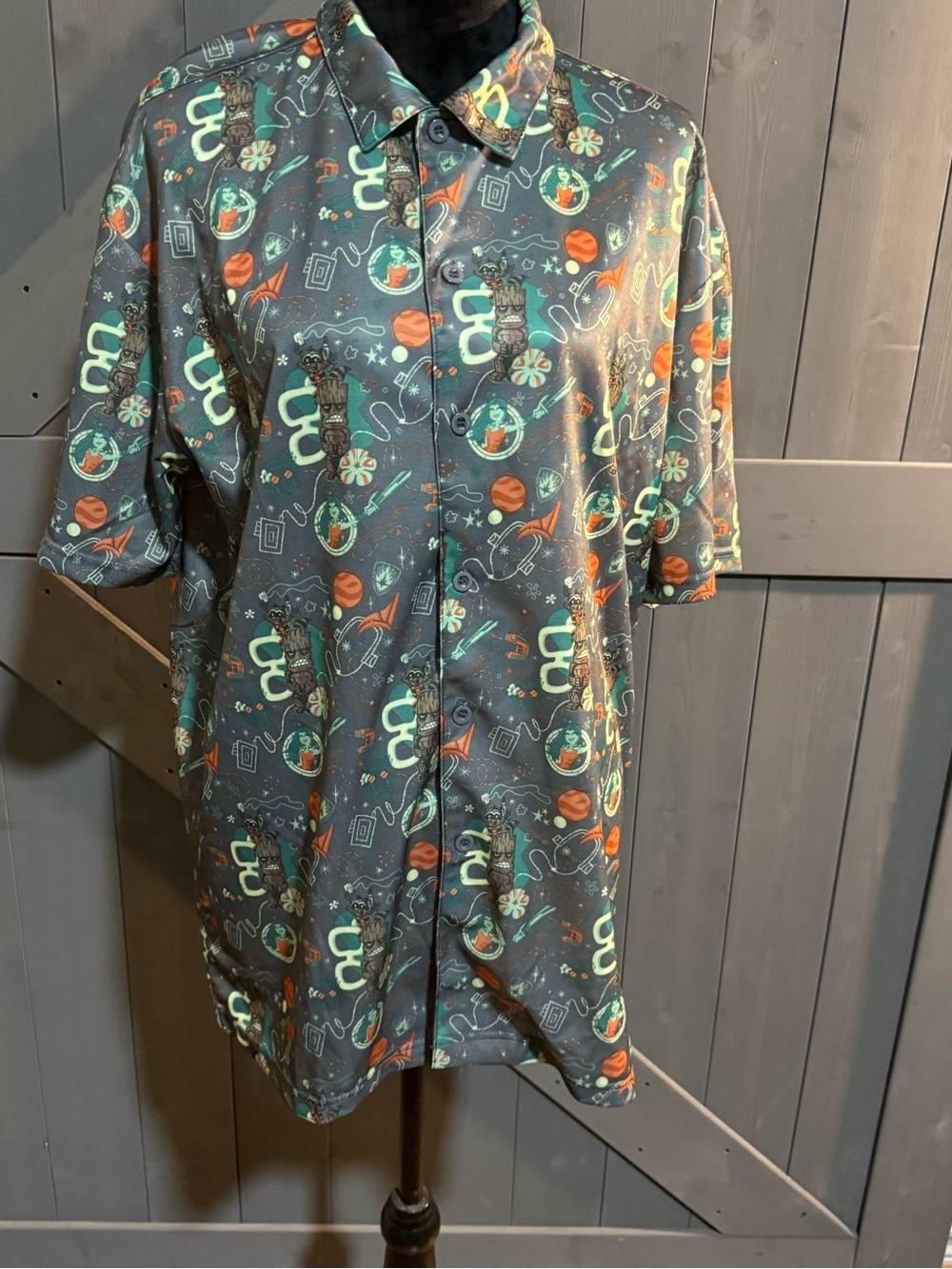 Marvel Guardians Galaxy XL Button-Up Shirt Groot Rocket Gamora Polyester